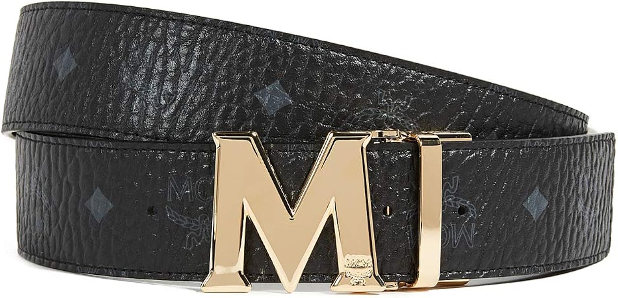 mcm belt black and gold