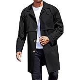Runcati Mens Trench Coat Single Breasted Slim Fit Mid Long Jackets Casual Fall Windbreaker Overcoat