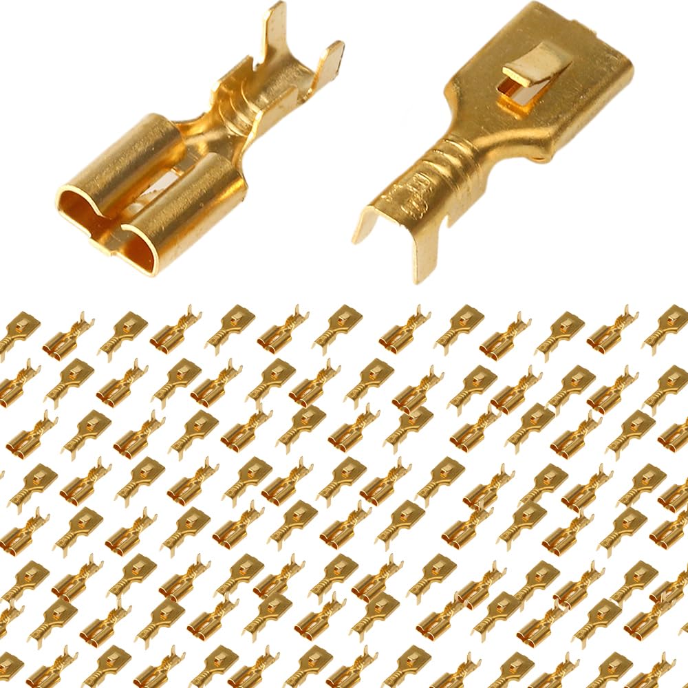 Photo 1 of 100Pcs 7.8mm Female Spade Connector Quick Splice Crimp Terminals Wire Terminals Connectors for Electrical Wiring Relay Car Audio Speaker