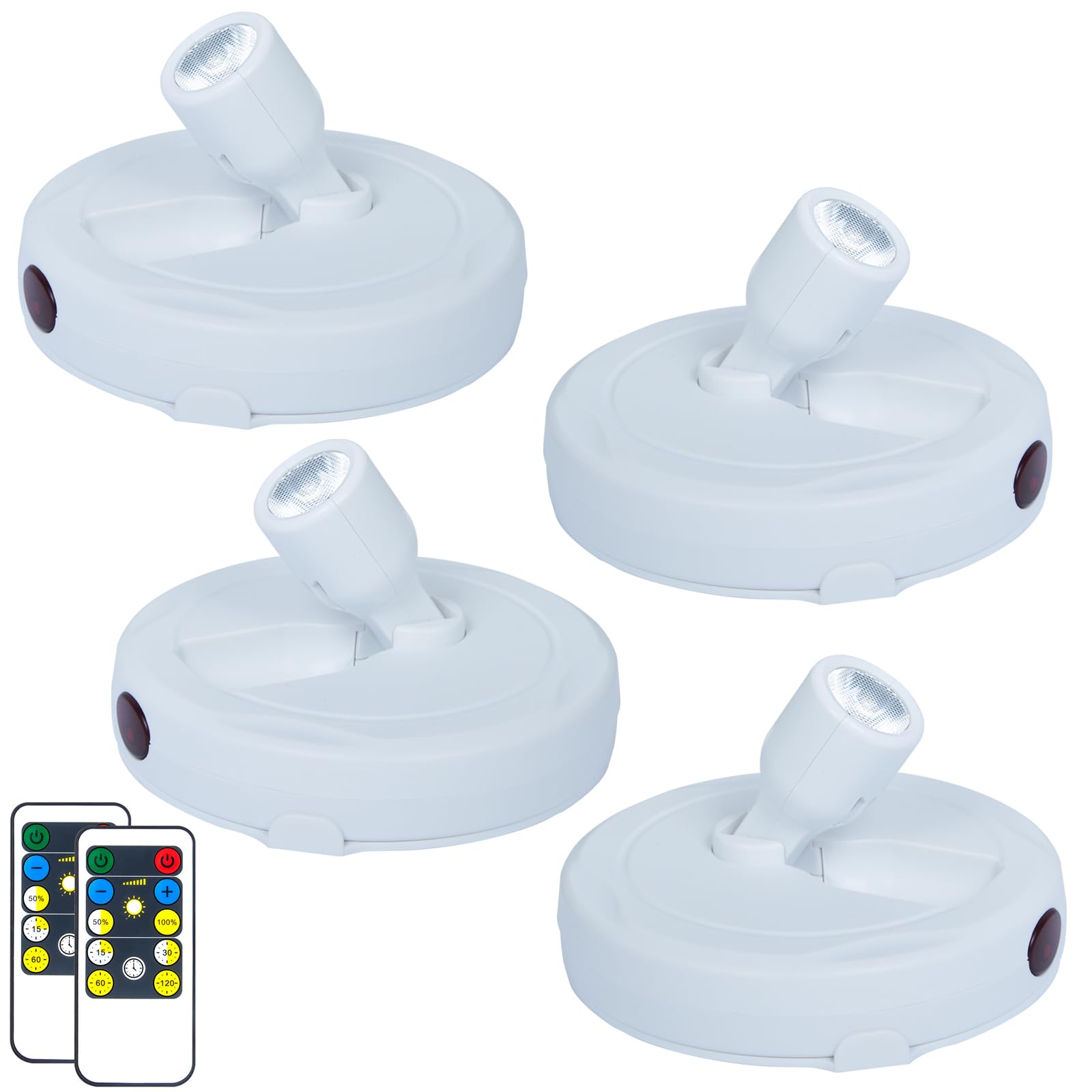 Photo 1 of HAMVIDNE LED Spotlight, Battery Operated Picture Lights, Indoor Uplight, Puck Lights with Remote, Spot Light for Wall Art Display Dartboard Painting Accent Artwork Closet-4Pack