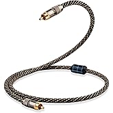 YYTCG Audiophile HiFi RCA Coaxial Audio Cable 1.64ft - RCA Male to Male | 4N OFC Core, 24K Gold-Plated Plugs, Nylon Braid, Ferrite Core, Dual Shielded Digital Coax Cable for Amplifiers, CD, Turntable