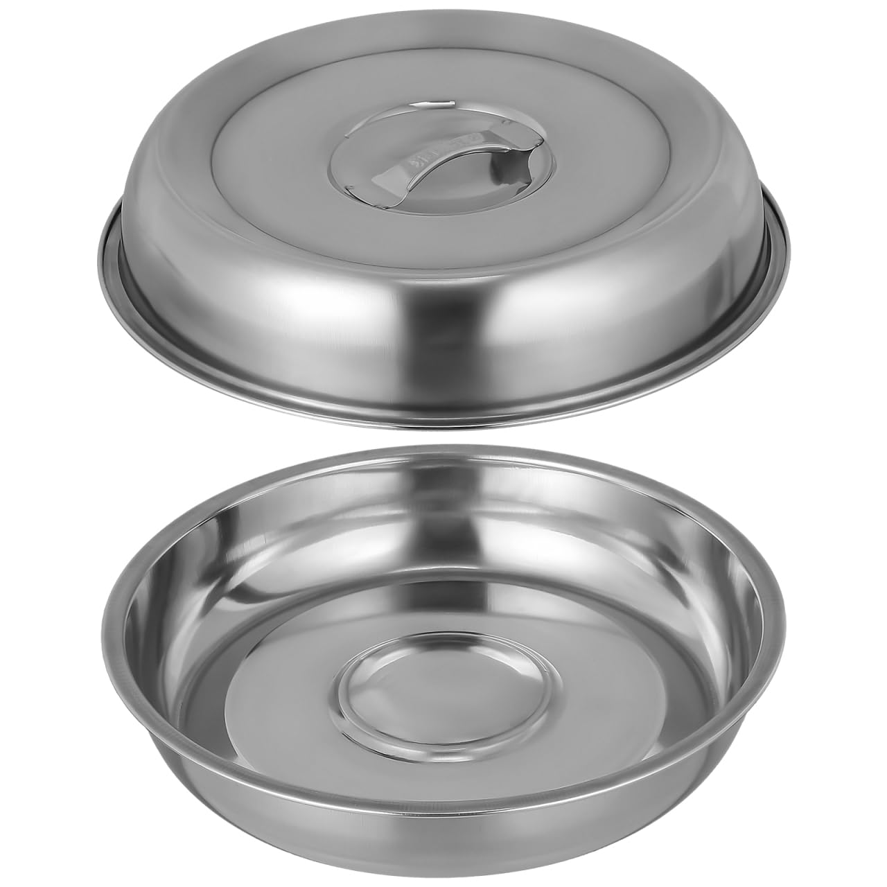 Luxshiny 2-Pack Stainless Steel Cheese Melting Dome, 8 Inch Round Burger Cloche & Basting Cover for Griddle Grill, Metal Food Plate Lid for Steak, Steam & BBQ Cooking