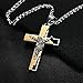 Beydodo Stainless Steel Men Pendant Necklace Cross Jesus Crucifix Rood Bible Prayer English Gold