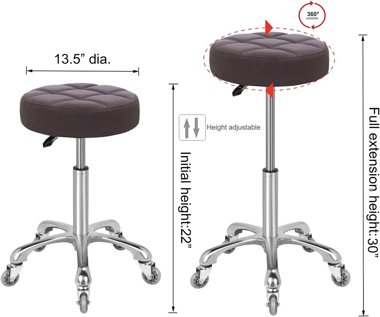 Karrie Swivel Stool Chair Adjustable Height,Heavy Duty Hydraulic Rolling Metal Stool for Kitchen,Salon,Bar,Office,Massage (Coffee): Home & Kitchen