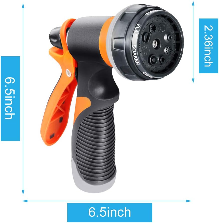 ASIJIA Water Hose Sprayer Nozzle, 8 Adjustable Patterns Garden Hose Nozzle, Slip and Shock Resistant Nozzle High Pressure Water Gun for Watering Garden,Lawns, Washing Cars, Showering Pets etc.: Home Improvement
