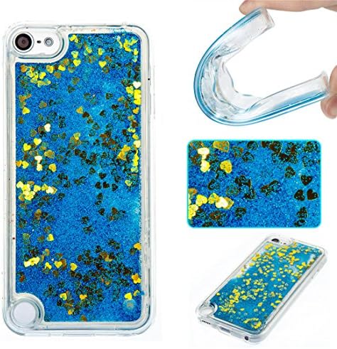 iPod Touch 6 Case, iPod Touch 5 Case, Love Sound Premium Flexible Soft TPU Case Flowing Liquid Floating Bling Glitter Sparkle Case Cover for Apple iPod Touch 5 6th Generation (Golden Love)