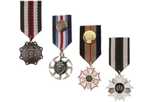 F FITYLE Fityle 4Pcs Retro Crown Geometric Metal Medal Brooch Pins Vintage Badge Mens Uniform Brooch Patriot Medal