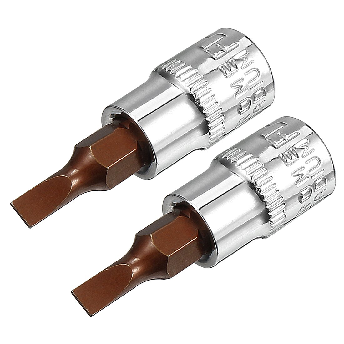 Sourcingmap 2pcs 1/4" Drive x 4mm Slotted Bit Socket, S2 Steel Bits CR-V Sockets 1.5" Length Use with Ratchet Wrench, Slide Bar, Extension Rod