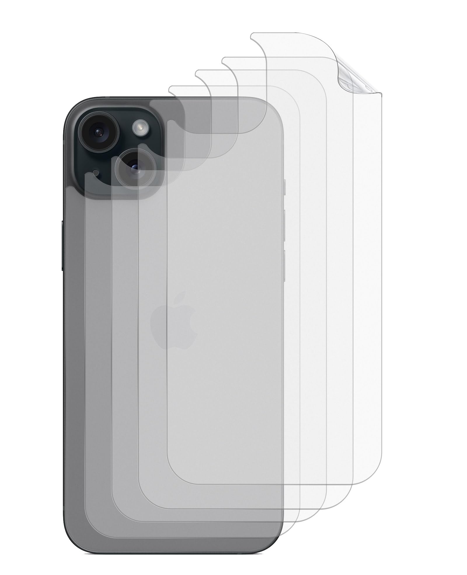 GIOPUEY[4 Pack Back Protector Compatible with iPhone 15 Plus, iPhone 15 Plus Back Protector Film, Soft TPU, Thin, Matte Texture, Anti-Fingerprint, Smooth - translucent