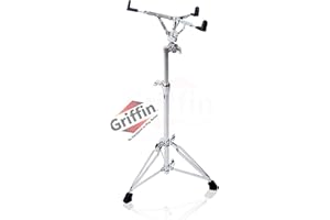 Griffin Stand-Up Snare Drum Stand (Extended XHeight Edition) – Tall Adjustable Chrome Hardware for Practice Pads, Drum Kits & Concert Use