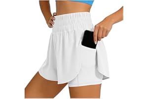 2 in 1 Women's Workout Shorts Lightweight Athletic Gym Running Shorts Sports Biker Short Pants with Phone Pockets