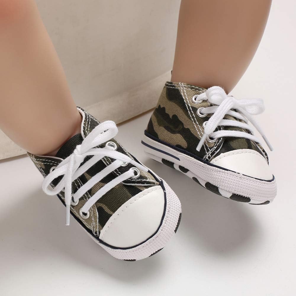  | Unisex Baby Boys Girls Canvas Sneakers Soft Soled High-Top Ankle Infant Crib Shoes Toddler First Walkers | Sneakers