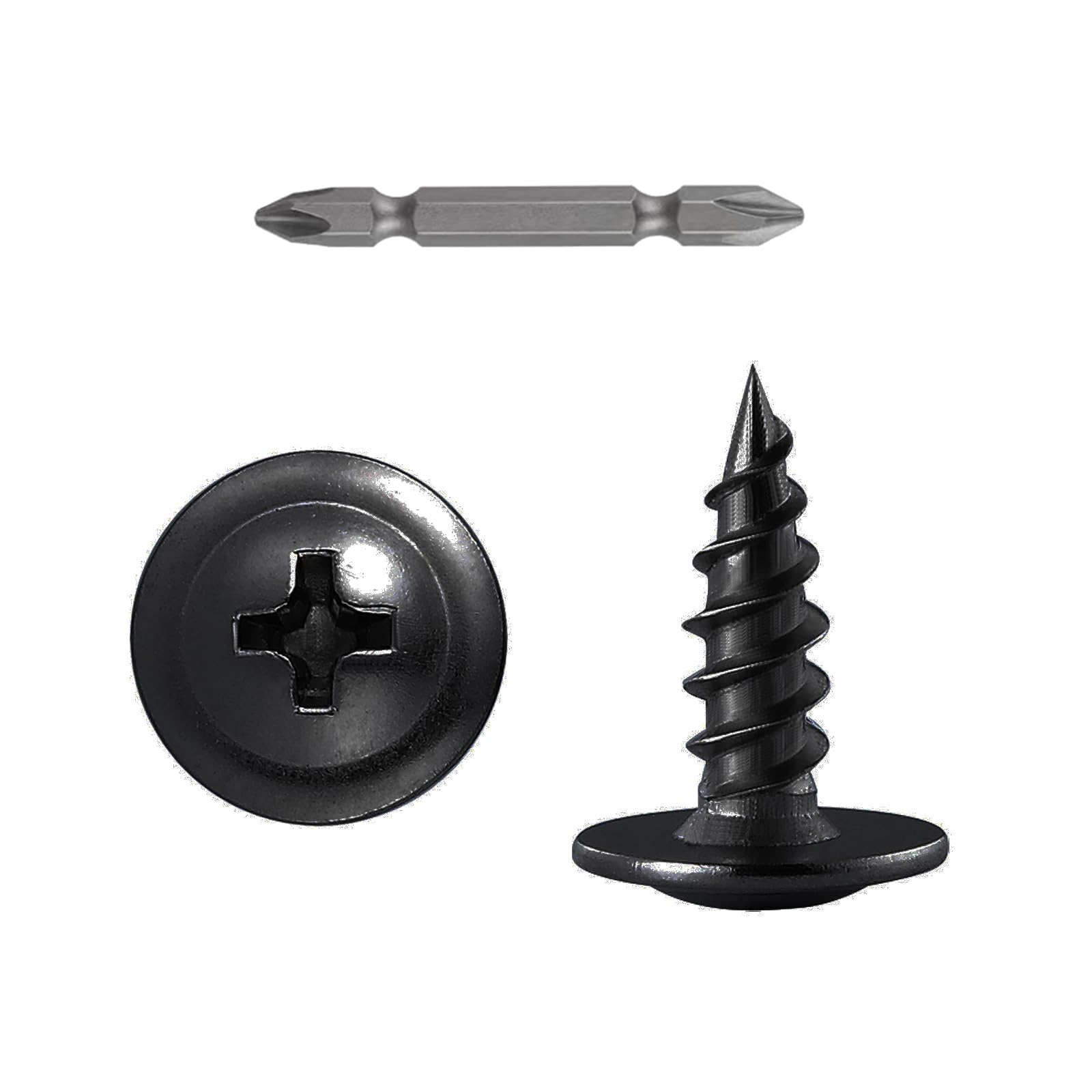 View 1 of (400 Pcs)#8×1/2" Black Truss Head Wood Screws Quick Metal Self Tapping Zinc Oxide