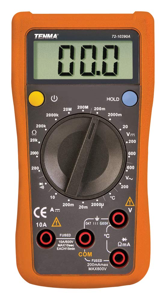 Tenma 72-10390A 600 V AC/DC Manual Ranging Digital Multimeter with Temperature Measurement