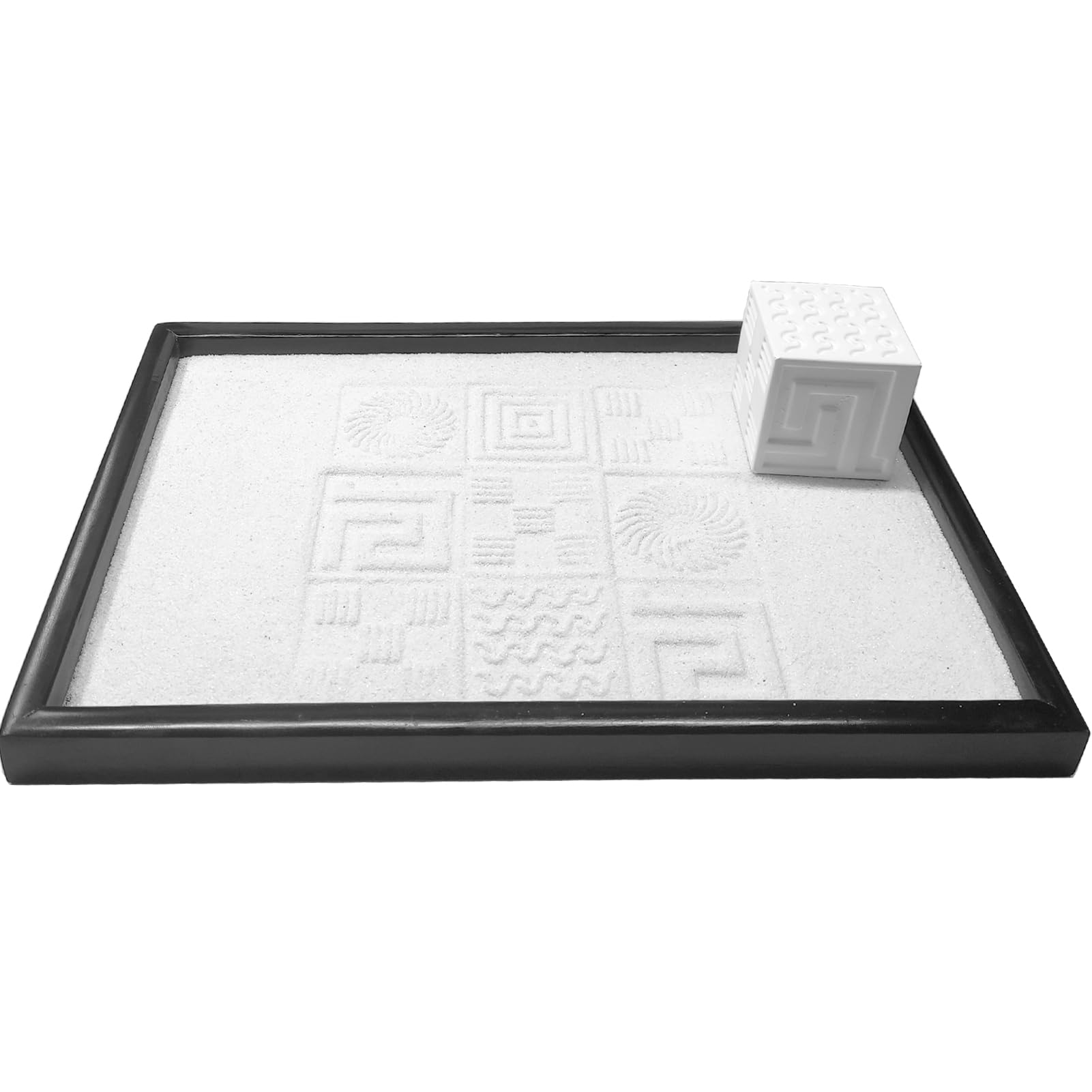 AOVOA Japanese Zen Garden Kit for Desk with 3 Sand Spheres, Zen Decor with Wooden Tray and Natural Rake Torii Gate Ornament for Home & Office, Desktop Sandbox for Relaxation and Meditation