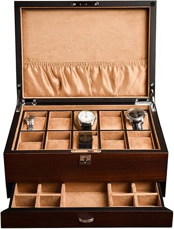 Cajas de colección con Tapa de Almacenamiento y Pantalla Organizador de Caja de Reloj de 2