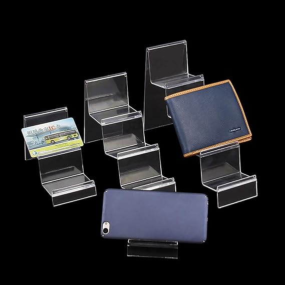 2 Pack Wallet Display Stand,Acrylic Clear Plastic Retail Riser Counter