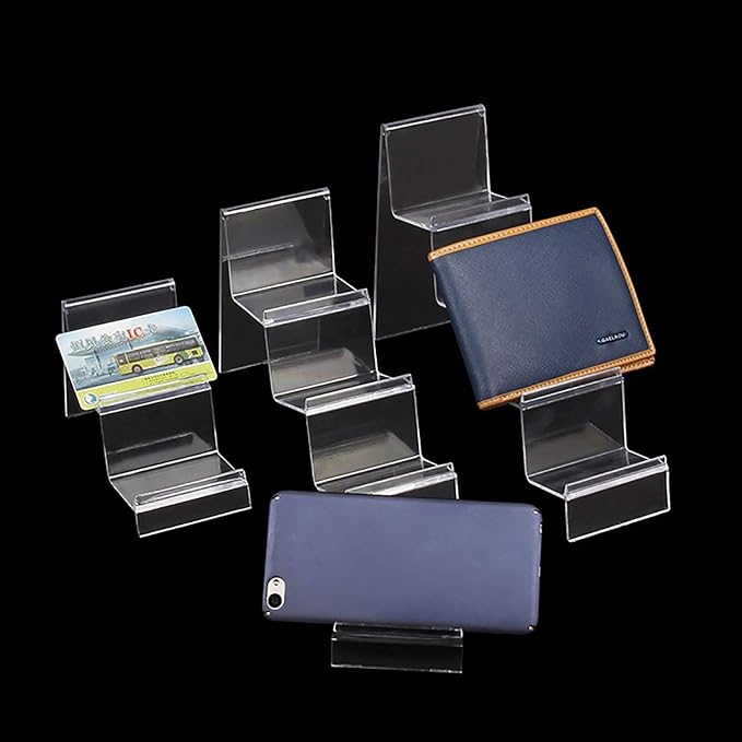 2 Pack Wallet Display Stand,Acrylic Clear Plastic Retail Riser Counter