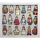 2-2.5-Inch Mini Christmas Shape Glass Ornaments, 18 Piece Set