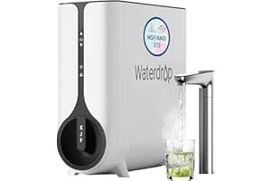 Waterdrop Reverse Osmosis System, Instant Hot Water Dispenser, 600 GPD, Reduce PFAS, Tankless, 2:1 Pure to Drain, Under Sink, TDS Reduction, Smart LED Faucet, Hot and Cold Water Dispenser Faucet