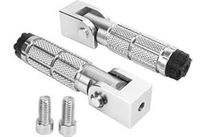 Caoeal M8 Motorcycle Foot Pegs Front Footpeg Antislip Footrest Foldable Rear Passenger Foot Peg Universal for Electric Car Bicycle Bikes ATV UTV Go Kart(Silver)