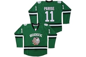 AHAJAY Men's #11 Zach Parise Jersey College Fighting Sioux Green Hockey Jersey