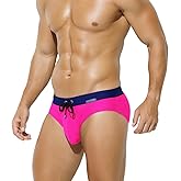 Arjen Kroos Men's Swim Briefs Sexy Bikini Solid Swimwear Swimsuit with Drawstring