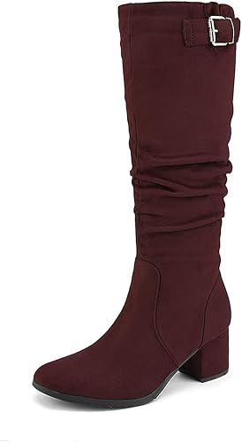 burgundy knee high boots uk