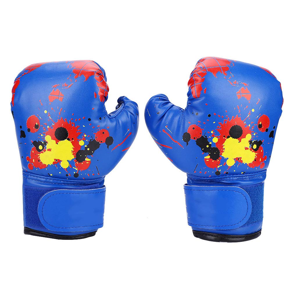 Kids Boxing Gloves, PU Leather Training Gloves Punch Bag Training Mitts Kids Punching Gloves for Boys Girls (Blue)