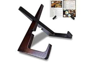 Oslynia Cookbook Stand, Adjustable and Detachable Recipe Book Stand, Holds 600-Page Books, Brown Book Display Stand with Natu