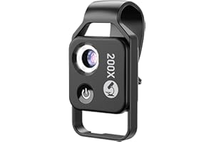 Mobile Phone Microscope Lens, 200X Magnification with LED Light, Portable Clip-On for iPhone 15/14/13/12 Series for Android S