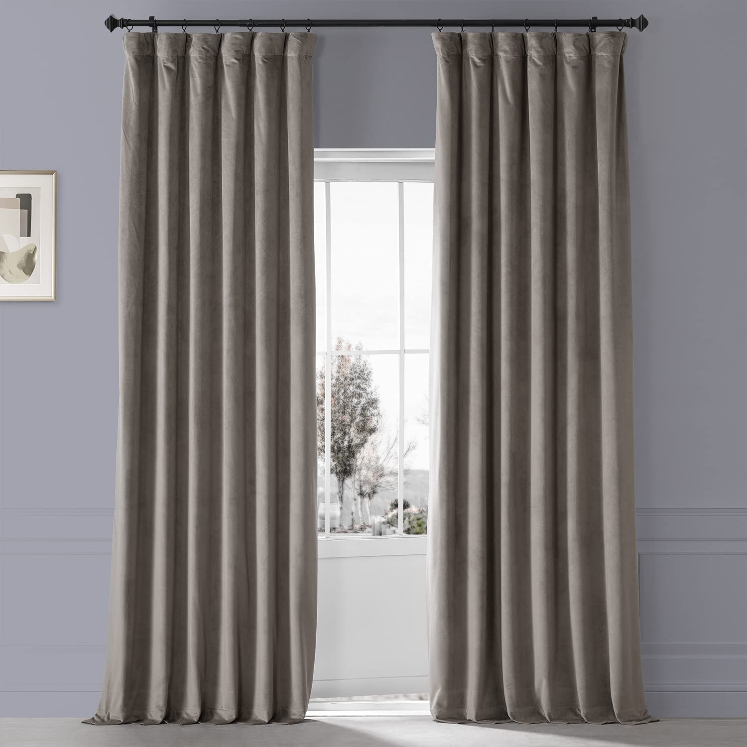 Photo 1 of HPD HALF PRICE DRAPES Signature Plush Velvet Blackout Curtains for Bedroom (1 Panel), 50W X 108L Hotel Black Out Curtains for Living Room, Thermal Insulated Blackout Curtains, Library Taupe
