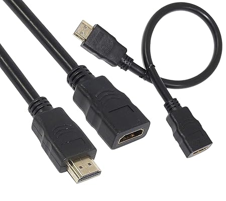 Storite 1 feet Short Length HDMI Male to Female Extension Cable Support 4K 3D Resolution - Black