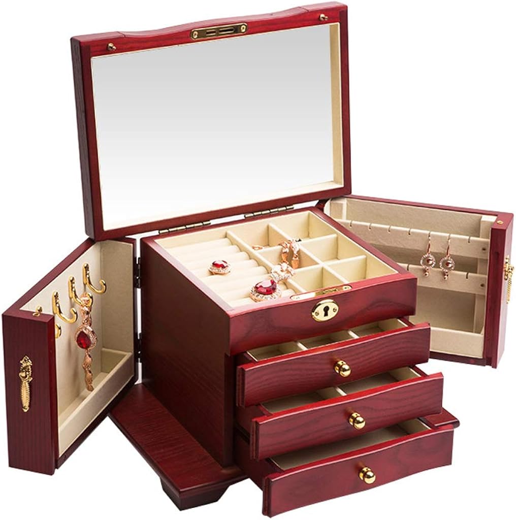 YYRZGW Jewelry Box Wooden Creative Earrings Jewelry Storage Box