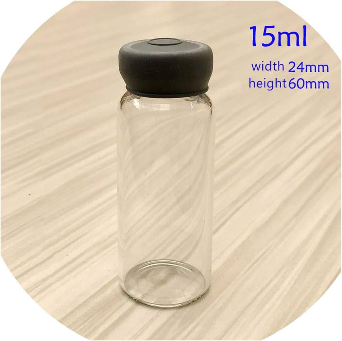 Mini Glass Bottle With Rubber Cover Caps,12Ml And 15Ml Clear Glass Jars, Idea For Wedding And Parties,15Ml 24Mmx60Mm