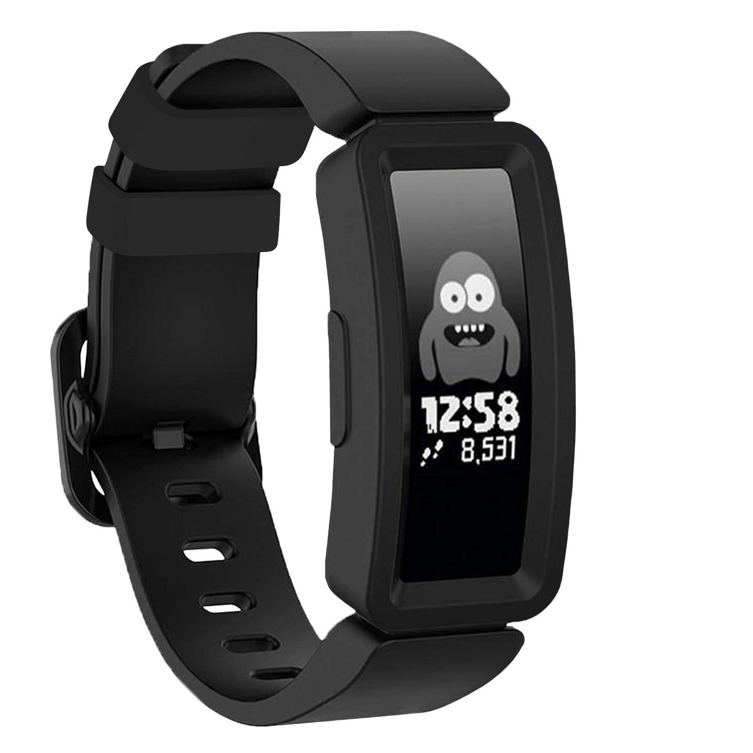 TopPerfekt Strap Compatible With Fitbit Ace 2 for Kids 6, Soft Silicone Waterproof Bracelet Accessories Strap Boys Girls Wristbands Compatible for Fitbit Ace 2 (Black)