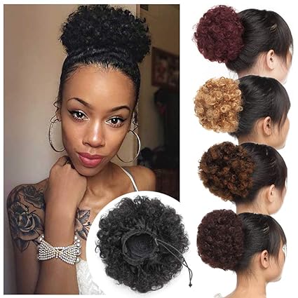 Thick Curly Updo Fluffy Scrunchy Hair Bun Extensions Afro Puff