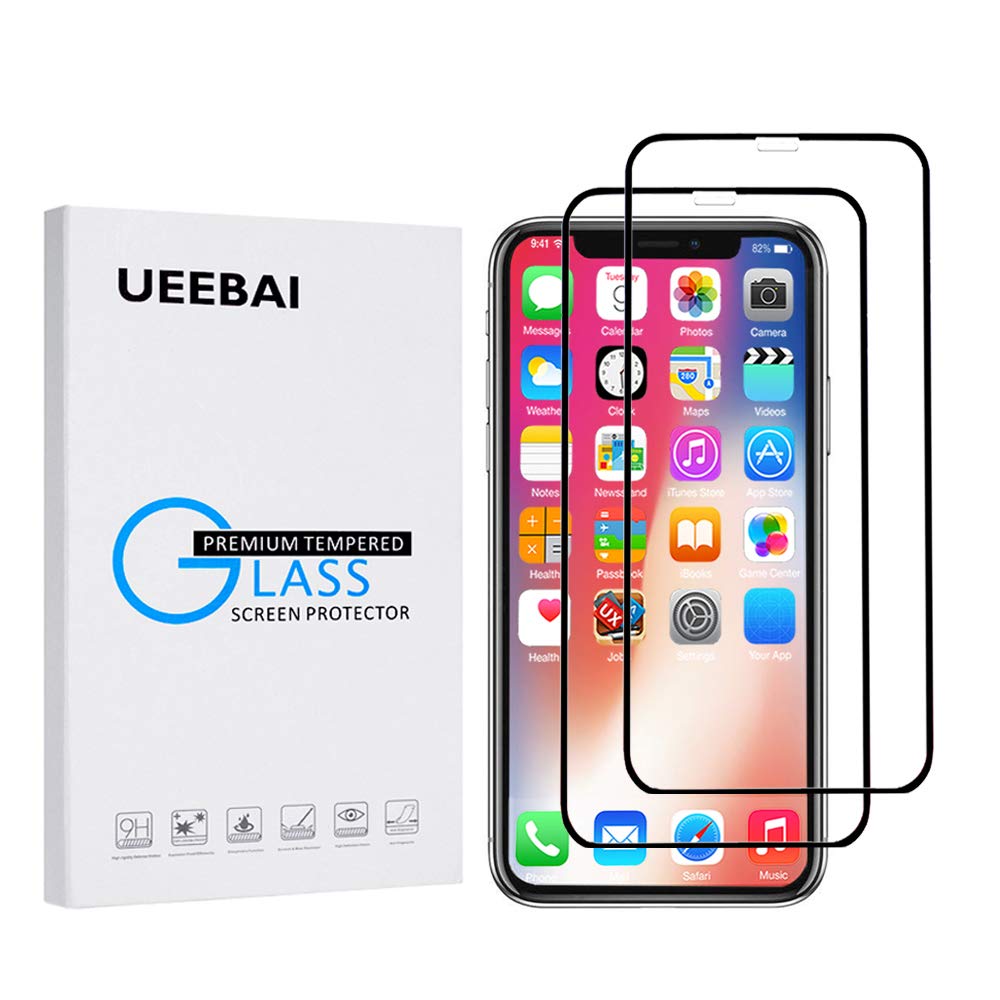 UEEBAI Screen Protector for iPhone XR iPhone 11 6.1", 2 Pack [Full Coverage] Premium Tempered Glass Screen Protector [Case-Friendly] Bubble-free Shatterproof Crystal Clear Protective Film - Black
