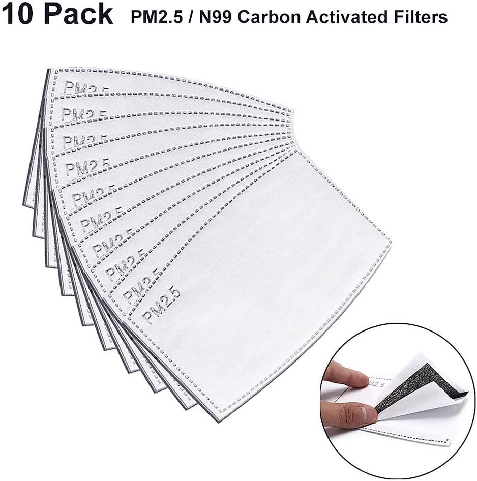 Luwsldirr 10Pcs PM2.5 Child Kids 5 Layers Mouth Replaceable Activated Carbon Filter