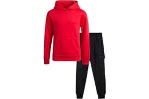 Quad Seven Boys' Fleece Jogger Set - 2 Piece Basic Solid Pullover Hoodie and Cargo Pocket Sweatpants (Size: 8-18)