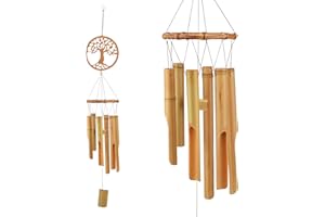 AUXSOUL Bamboo Wind Chimes, Wooden Windchimes Music Hanging Ornament Decoration for Outdoor, Indoor, Home, Garden, Patio, Por