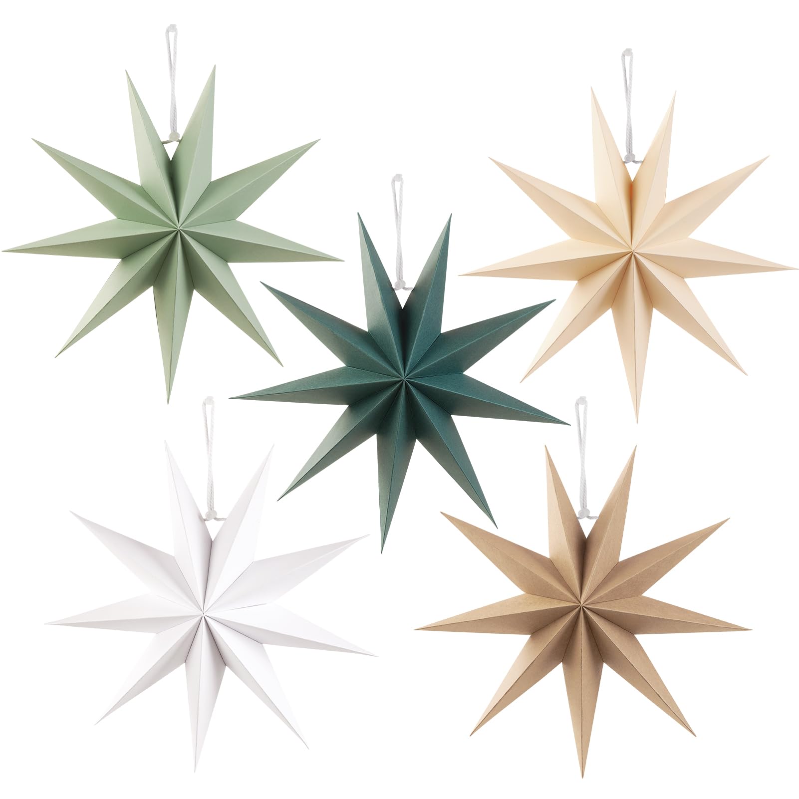 Photo 1 of SUNBEAUTY Sage Green 9-Pointed 12 Inch Paper Star Lanterns Christmas Hanging Lamp Paper Decorations Shade Wedding Birthday Christmas Home Party Decorations