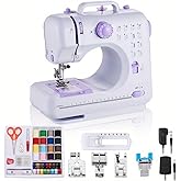 Portable Mini Electric Sewing Machine – 12 Built-in Stitches, 2-Speed Control, Foot Pedal Operation, Built-in Light, Storage Drawer & Complete Sewing Kit – Perfect for Beginners & Home Use (Purple)