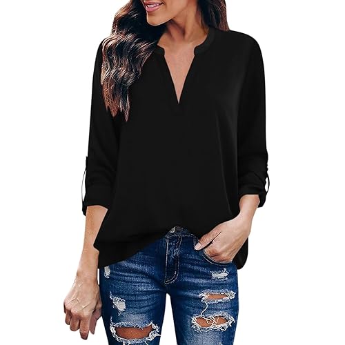 3/4 Sleeve Shirts for Women Womens Casual 3/4 Sleeve Tops Loose