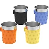 Rich&Ray 8oz Magnetic Cup, Reusable Hanging Cup on Fridge, Stainless Steel Cups with Silicone Sleeve for Water Cooler and Independent Drinkers, 4 Pack