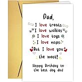 Cute Dog Dad Birthday Card, Funny Happy Daddy Birthday Card Gift From Dog Pet Puppy, Lover Dad Birthday Cards from Son Daughter