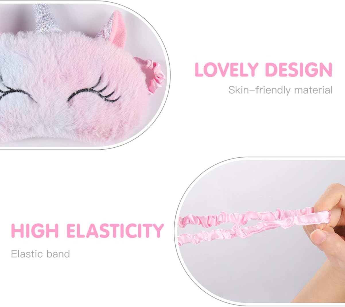 VALICLUD Kids Plush Patch Shading Eye Patch Unicorn Sleeping Blindfold Cute Eye Mask (Pink), As Shown, Medium - Image 3