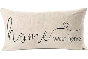 MFGNEH Home Sweet Home Quotes Farmhouse Pillow Covers 12x20 Inch,Farmhouse Decorative Lumbar Throw Pillow Case Cushion Cover,Housewarming Gift