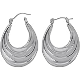 KASFREE Gold Hoop Earrings for Women 18K Gold Plated Stainless Steel Small Silver Huggie Hoops