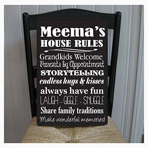 Meemas House Rules For Grandchildren With Love Grandparents Handprinted Wood Sign 16 X 25 - 